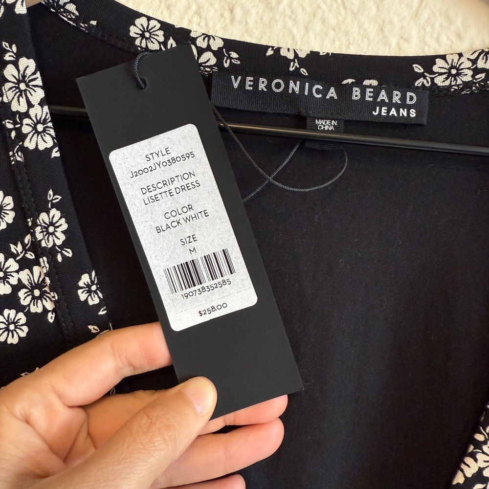 Veronica Beard Black Floral Dress-Size M-NWT - Picture 4 of 14